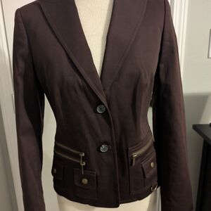 Michael Kors Dark Brown Blazer with Button Accents